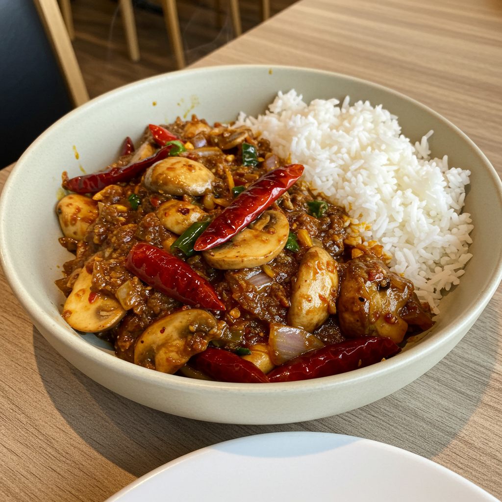 Aafrien Indian Restaurant, chilli mushroom dry