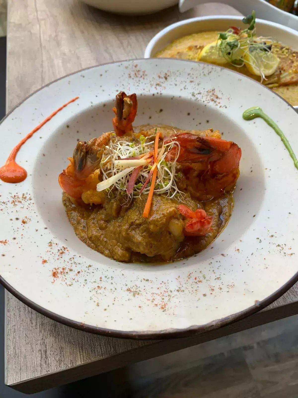 Aafrien prawn masala with grilled tiger prawns, Toronto
